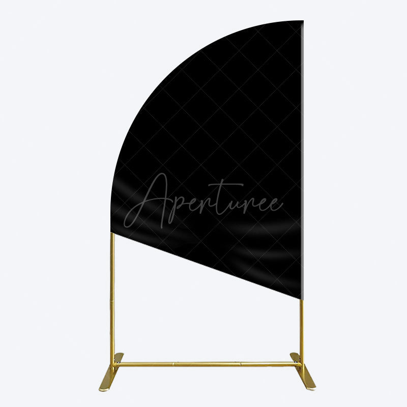 Aperturee - Aperturee Elegant Solid Color Black Theme Party Half Moon Arch Backdrop