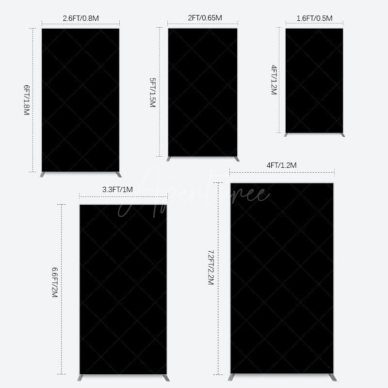 Aperturee - Aperturee Elegant Solid Color Black Theme Party Rectangle Backdrop