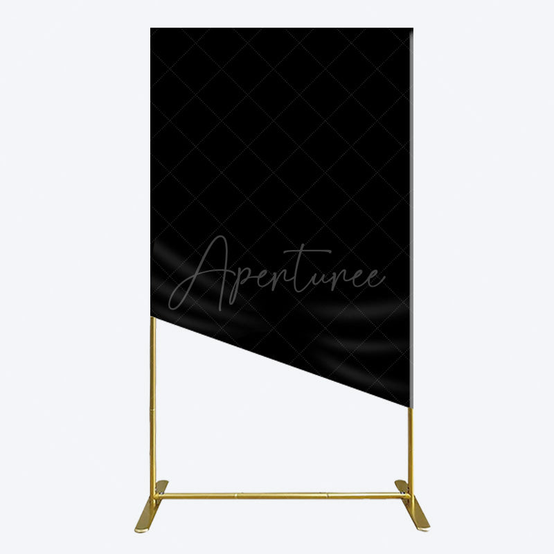 Aperturee - Aperturee Elegant Solid Color Black Theme Party Rectangle Backdrop