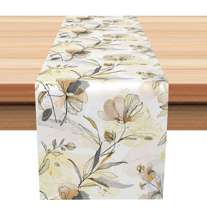Aperturee - Aperturee Elegant Spring Floral Table Runner for Kitchen Dining Fresh Pastel Wildflower Decor Easter or Mothers Day Gift
