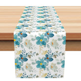 Aperturee - Aperturee Elegant Spring Table Runner with Repeating Floral Pattern Fresh Botanical Design Modern Farmhouse Kitchen Decor
