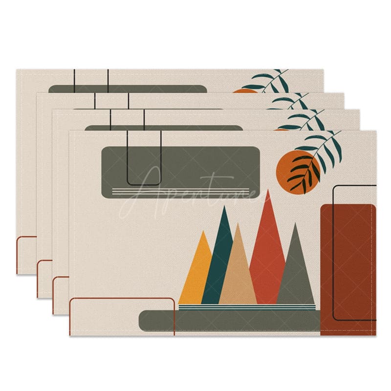 Aperturee - Aperturee Elegant Sweet Geometry Pattern Set of 4 Placemats