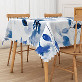 Aperturee - Aperturee Elegant Tablecloth with Chinese Ink Wash Painting of Flowers for Asian Inspired and Zen Dining Decor