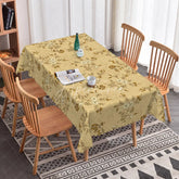 Aperturee - Aperturee Elegant Vintage Floral Rectangle Tablecloth Brown Botanical Print on Beige Farmhouse Kitchen Dining Decor