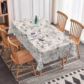 Aperturee - Aperturee Elegant Vintage Floral Rectangle Tablecloth Faded Blue and Brown Botanical Shabby Chic Farmhouse Decor