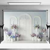 Aperturee - Aperturee Elegant Violet Floral Simple Door Wedding Backdrop