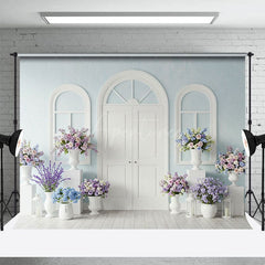 Aperturee - Aperturee Elegant Violet Floral Simple Door Wedding Backdrop