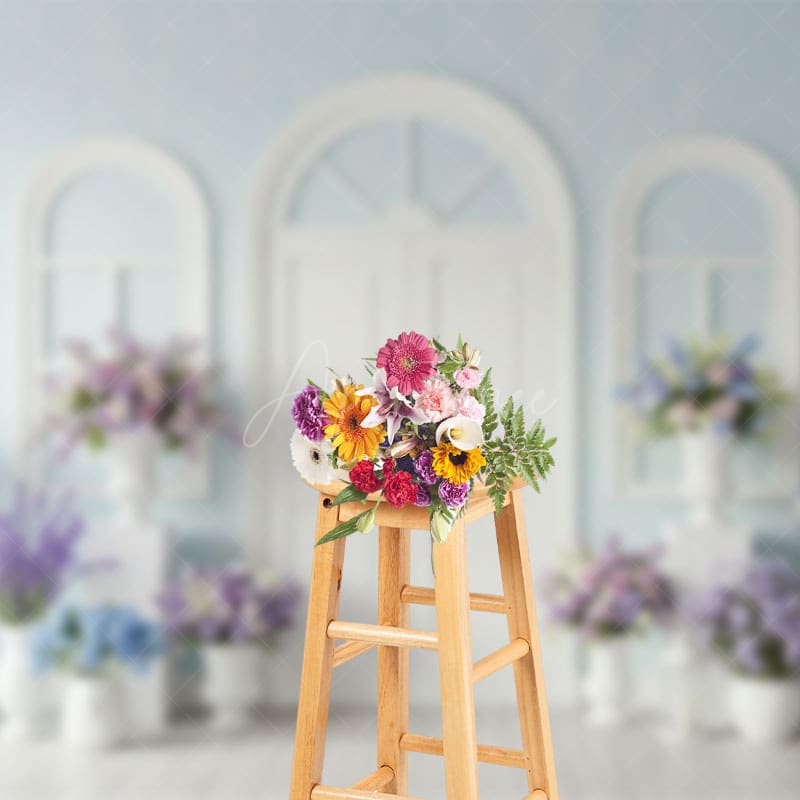 Aperturee - Aperturee Elegant Violet Floral Simple Door Wedding Backdrop