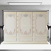 Aperturee Aperturee Elegant Wall Photography Backdrop with Ornate Floral and Shell Molding Classic Vintage Panel Studio Photo Prop