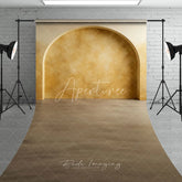 Aperturee - Aperturee Elegant Warm Yellow Textured Arch Sweep Backdrop Modern Minimalist Studio Photography Background for Portraits