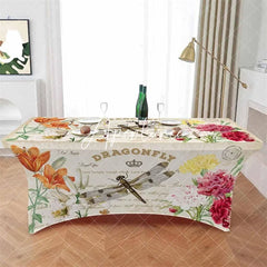 Aperturee - Aperturee Elegant Watercolor Blossom Flower Cute Stretch Table Cover