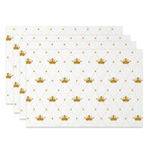 Aperturee - Aperturee Elegant White and Gold Crown Dining Set of 4 Placemats Royal Theme for Princess Party or Wedding Decor