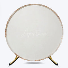Aperturee - Aperturee Elegant White and Translucent Balloons Round Backdrop with Rustic Brick Wall Minimalist Party Decoration
