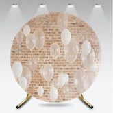 Aperturee - Aperturee Elegant White and Translucent Balloons Round Backdrop with Rustic Brick Wall Minimalist Party Decoration