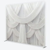 Aperturee - Aperturee Elegant White Draped Fabric Square Double-Sided Backdrop Luxurious Swag Design for Wedding Party and Event Photography