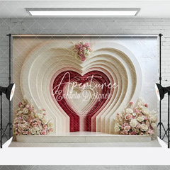 Aperturee - Aperturee Elegant White Pink and Red Layered Heart Floral Photography Backdrop Romantic Valentine’s Day Wedding Anniversary