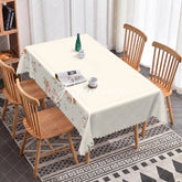 Aperturee - Aperturee Elegant White Pink Orange Flower Edge Tablecloth
