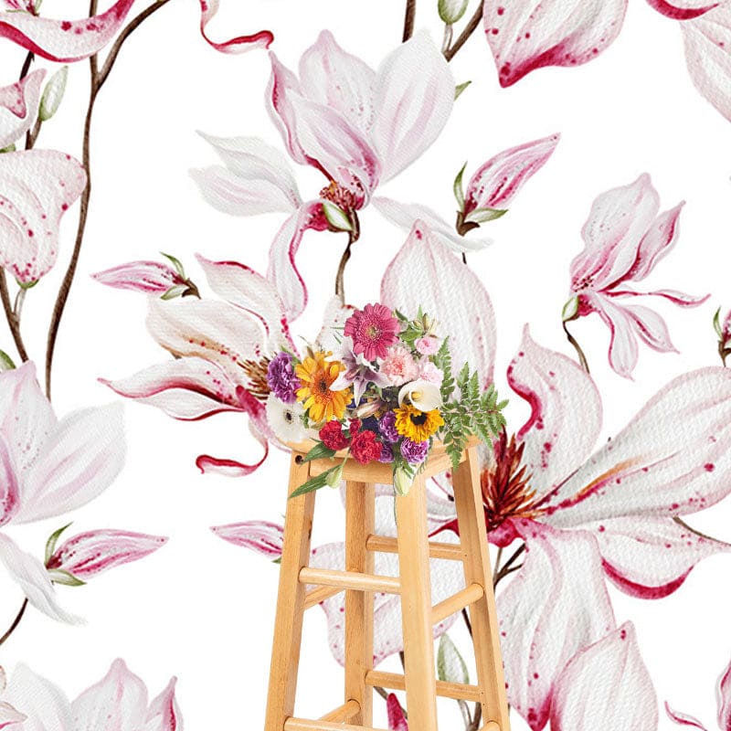 Aperturee - Aperturee Elegant White Red Floral Fine Art Photo Backdrop
