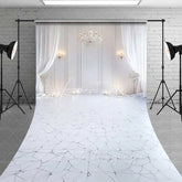 Aperturee - Aperturee Elegant White Room Sweep Backdrop Marble Texture Bright Interior Photography Floor Mat Wedding Bridal Decoration