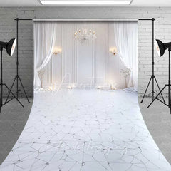 Aperturee - Aperturee Elegant White Room Sweep Backdrop Marble Texture Bright Interior Photography Floor Mat Wedding Bridal Decoration