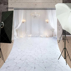 Aperturee - Aperturee Elegant White Room Sweep Backdrop Marble Texture Bright Interior Photography Floor Mat Wedding Bridal Decoration