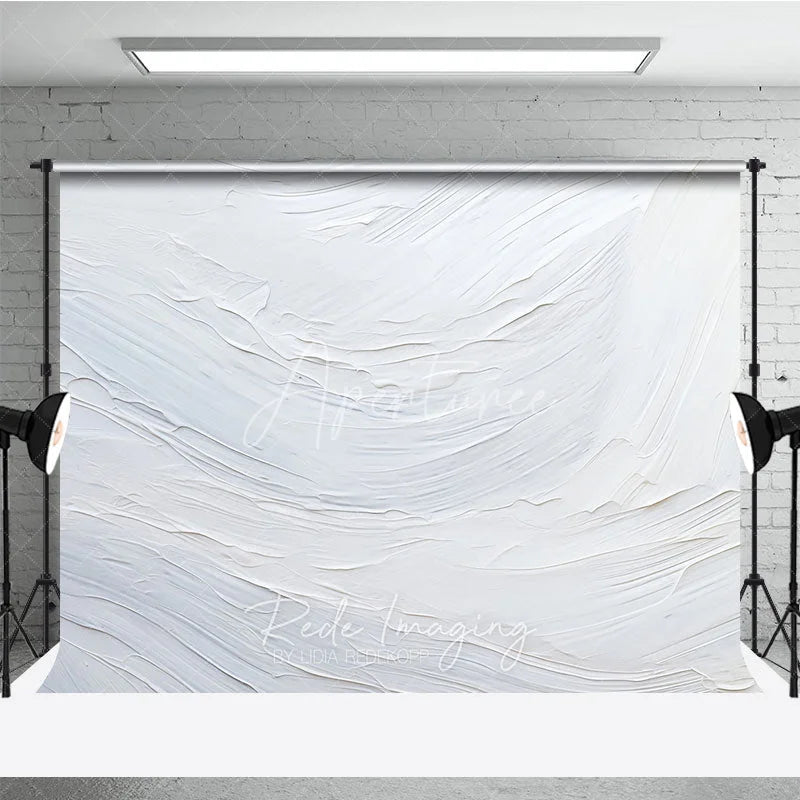 Aperturee - Aperturee Elegant White Textured Abstract Photography Backdrop Modern Artistic Brush Stroke Design for Studio Photoshoots