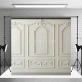 Aperturee Aperturee Elegant White Wall Photography Backdrop Classic European Molding Panels French Vintage Style Studio Photo Prop