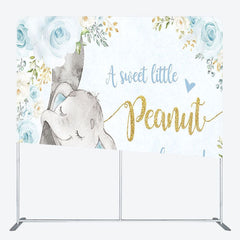 Aperturee - Aperturee Elephant Blue Rose Fabric Backdrop Cover for Baby Shower