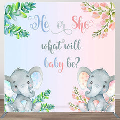 Aperturee - Aperturee Elephant Gender Reveal Fabric Backdrop Cover for Baby Shower