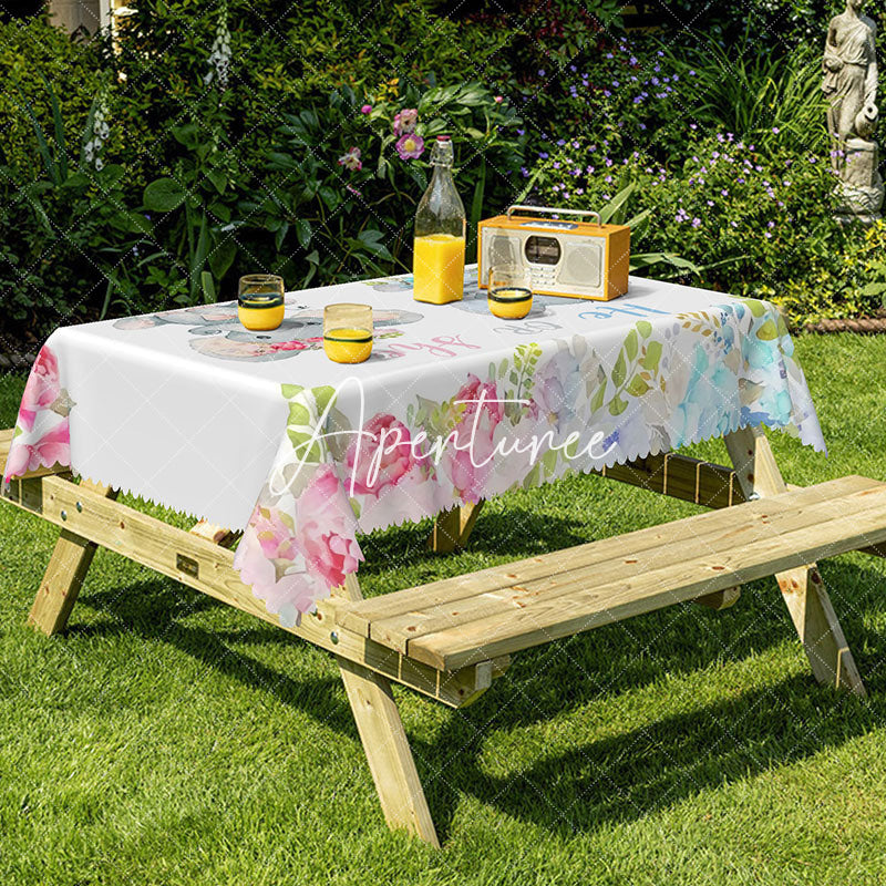 Aperturee - Aperturee Elephant Gender Reveal Rectangular Tablecloth