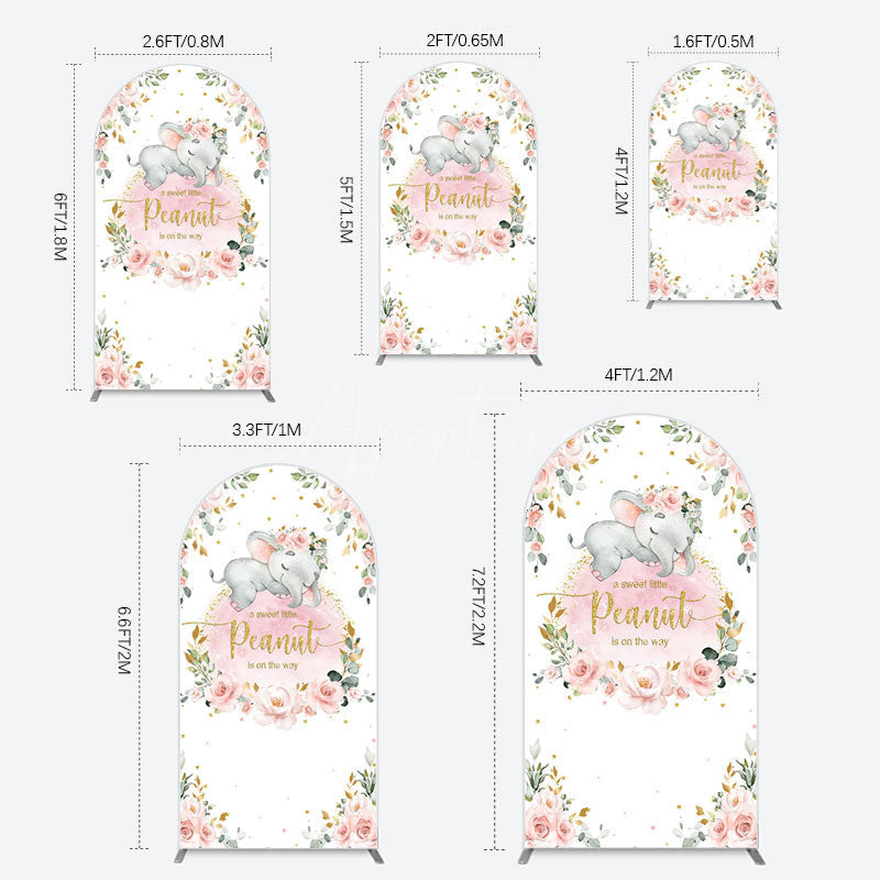 Aperturee - Aperturee Elephant Little Peanut Baby Shower Arch Backdrop