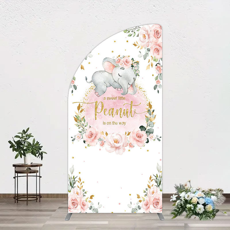 Aperturee - Aperturee Elephant Little Peanut Baby Shower Half Moon Arch Backdrop
