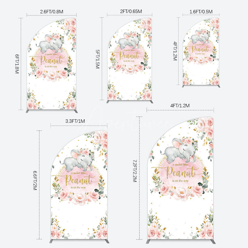 Aperturee - Aperturee Elephant Little Peanut Baby Shower Half Moon Arch Backdrop