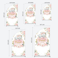Aperturee - Aperturee Elephant Little Peanut Baby Shower Half Moon Arch Backdrop