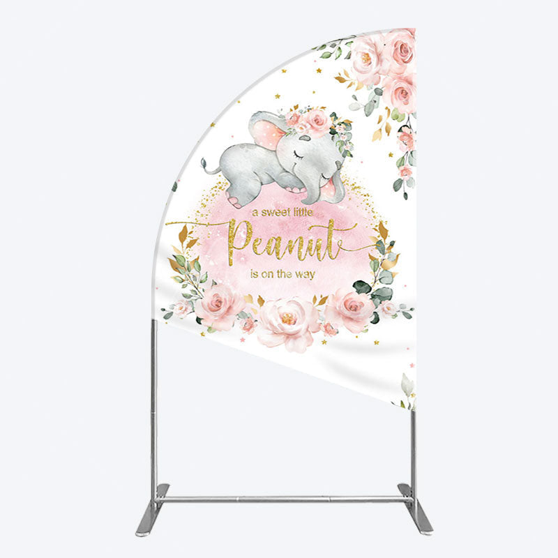 Aperturee - Aperturee Elephant Little Peanut Baby Shower Half Moon Arch Backdrop