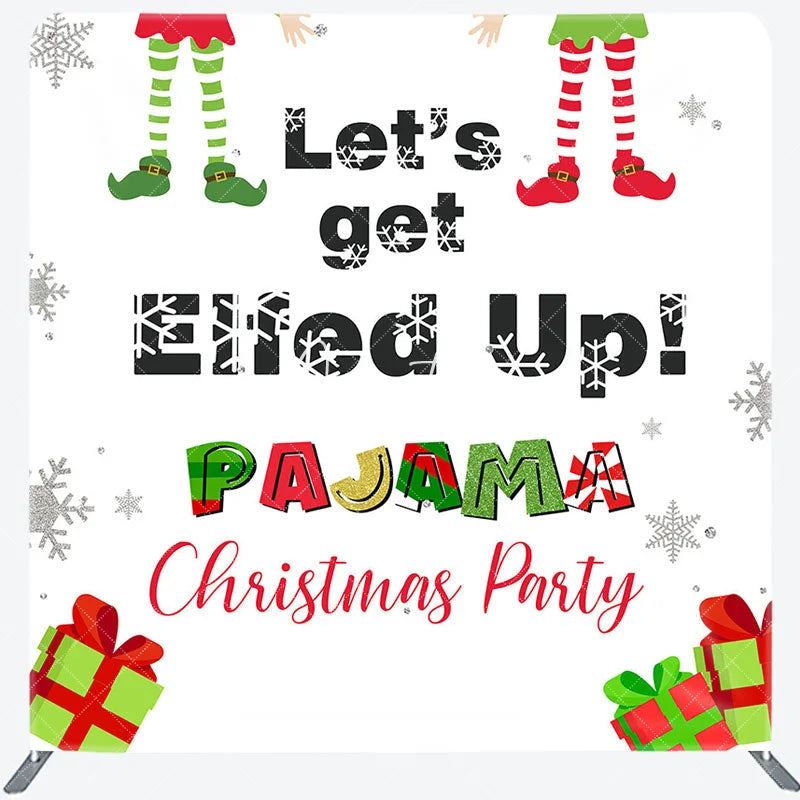 Aperturee - Aperturee Elfed Up Pajama Christmas Party Pillow Case Backdrop