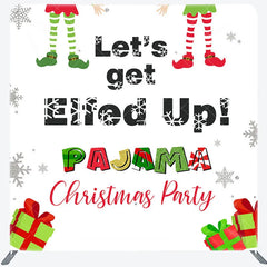 Aperturee - Aperturee Elfed Up Pajama Christmas Party Pillow Case Backdrop