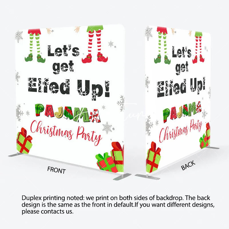 Aperturee - Aperturee Elfed Up Pajama Christmas Party Pillow Case Backdrop