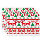 Aperturee - Aperturee Elk Ugly Sweater Style Christmas Set Of 4 Placemats