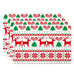 Aperturee - Aperturee Elk Ugly Sweater Style Christmas Set Of 4 Placemats