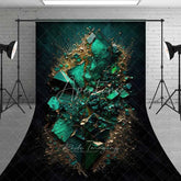 Aperturee - Aperturee Emerald Green Shattered Crystal Backdrop Luxury Gold Dust and Abstract Gemstone Photography Background
