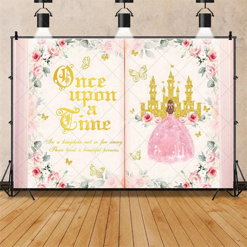 Aperturee - Aperturee Enchanted Fairy Tale Once Upon a Time Backdrop Castle Princess Birthday Party Decor Whimsical Photo Background