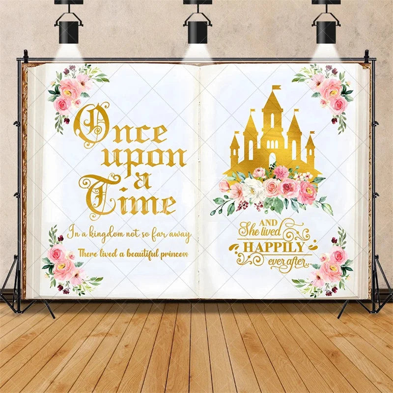 Aperturee - Aperturee Enchanted Fairy Tale Once Upon a Time Backdrop Castle Princess Birthday Party Decor Whimsical Photo Background