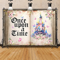 Aperturee - Aperturee Enchanted Fairy Tale Once Upon a Time Backdrop Castle Princess Birthday Party Decor Whimsical Photo Background