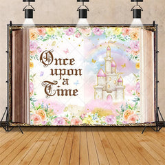 Aperturee - Aperturee Enchanted Fairy Tale Once Upon a Time Backdrop Castle Princess Birthday Party Decor Whimsical Photo Background