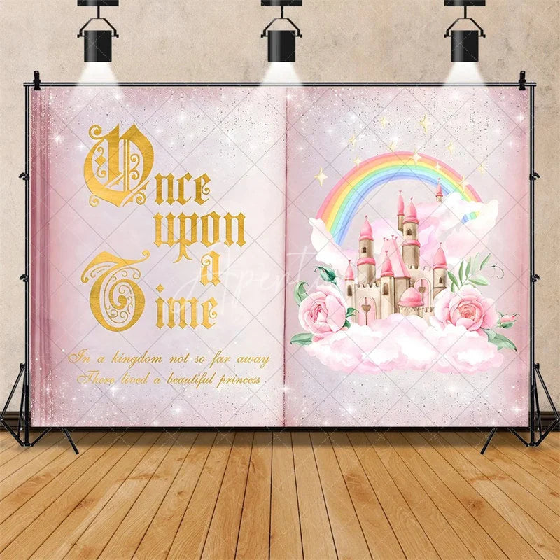 Aperturee - Aperturee Enchanted Fairy Tale Once Upon a Time Backdrop Castle Princess Birthday Party Decor Whimsical Photo Background