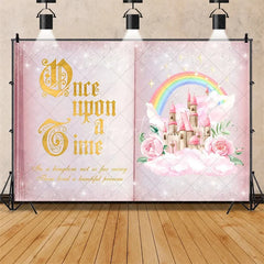 Aperturee - Aperturee Enchanted Fairy Tale Once Upon a Time Backdrop Castle Princess Birthday Party Decor Whimsical Photo Background