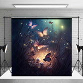 Aperturee Aperturee Enchanted Forest Butterflies Photography Backdrop Magical Glowing Insects at Night Moody and Ethereal Photo Prop