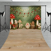 Aperturee - Aperturee Enchanted Forest Mushroom and Snail Sweep Backdrop Woodland Birthday Party Decor
