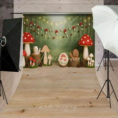 Aperturee - Aperturee Enchanted Forest Mushroom and Snail Sweep Backdrop Woodland Birthday Party Decor